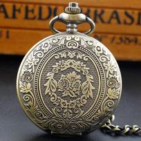 Kvarcinis kišeninis laikrodis, vėrinys, pakabukas, grandinėlė, papuošalas, dovana, steampunk stiliaus laikrodis vyrams, moterims ruda