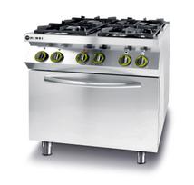 Dujinė viryklė, 4 degikliai, su konvekcine orkaite GN 1/1, HENDI, Kitchen Line, 230V/3000W, 19kW, 800x722x(H)900mm