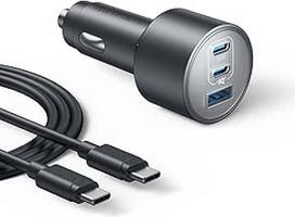 "Anker" 167,5 W maksimalus cigarečių uždegiklio USB C, 3 prievadų kompaktiškas C tipo automobilinis įkroviklis, skirtas "MacBook Pro/Air", "iPhone 17/16/15/14/13" serijos telefonams, "Samsung S24/S23", "iPad Pro", "AirPods" ir kt.