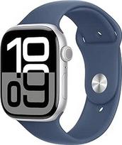 "Apple Watch Series 10" [GPS, 46 mm] - Sidabrinis aliuminio korpusas su sportiniu dirželiu "Denim Blue", M/L (Atnaujintas)