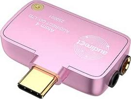 "Audirect ATOM4" nešiojamasis garso dekoderio ausinių stiprintuvas, 3,5 mm vienpusis ir 4,4 mm subalansuotas išėjimas, aukštos kokybės, lengvas ir nešiojamas (USB-C sąsaja) (rožinis)