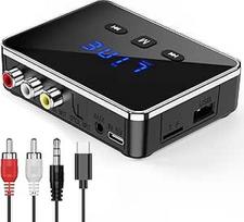 "Bluetooth 5.4" siųstuvo imtuvas, "3-in-1" "Bluetooth" adapteris su AUX/RCA/Optical, mažo vėlavimo garso siųstuvo imtuvas televizoriui, stereofonijai, palaiko TF kortelę USB, AUX mėlynojo danties adapteris