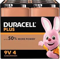 "Duracell Plus" 9V blokinės šarminės baterijos 6LR61, 4 vnt.