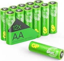 "GP Charge & Save" AA NiMH 1300 mAh baterija - 12 vnt. | Iš anksto įkrauta, mažai savaime išsikraunanti | Įkraunama vietoj vienkartinės dažnai naudojamiems prietaisams | Idealiai tinka saulės lempoms, žaislams, kompiuterių priedams