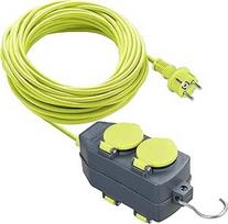 "Masterplug" 15 m 2 lizdų lauko "Schuko" ilgintuvas IP44 žalias