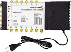 "PremiumX PXMS 5/12 Multiswitch" su maitinimo šaltiniu Multiswitch 1 SAT iki 12 abonentų Palydovinis skirstytuvas Skaitmeninis HDTV FullHD 4K UHD 8K