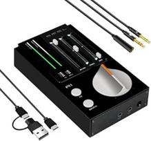 "SMSL R1 DAC" ausinių stiprintuvas, stalinis USB-C skaitmeninis analoginis garso keitiklis žaidimų kompiuteriui PS5, mikrofono/USB/optinis/koaksialinis įėjimas, 3,5 mm/4,4 mm/RCA išėjimas, EQ/Bass/Treble valdiklis, juodas