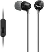 "Sony MDR-EX15AP" ausinės su išmaniojo telefono mikrofonu ir valdikliu - juodos spalvos