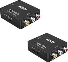 "TopHomer" RCA į HDMI, 1080P AV RCA į HDMI keitiklis Kompozitinis CVBS AV į HDMI Vaizdo garso keitiklis Adapteris, skirtas kompiuteriui Nešiojamasis kompiuteris Mini Xbox PS2 PS3 TV STB VHS VCR Fotoaparatas DVD 2 vnt.