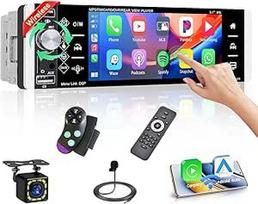 1 DIN automobilinis radijas su belaidžiu "Carplay Android", 5,1 colio HD jutiklinio ekrano radijas su "Bluetooth"/USB/FM/AM/RDS/EQ/Mirror Link/Reversing Camera/SWC/MIC