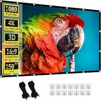 150 colių 16:9 HD sulankstomas ekranas, skirtas nešiojamiems projekciniams filmams, skirtiems namų kinui lauke Dvipusė projekcija 332 x 187 cm