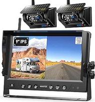 2 magnetinės saulės atbulinės eigos kameros, belaidės, 9 colių 1080P monitorius, 1 min. montavimas ir n9600 mAh, IP69K vandeniui atsparios, belaidės, skirtos priekaboms, nameliams ant ratų ir sunkvežimiams