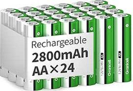 AA įkraunamos baterijos 2800 mAh didelės talpos 1500 ciklų 1,2 V NiMH mažo savaiminio išsikrovimo AA baterijos, 24 vnt.