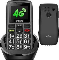 artfone 4G mobilusis telefonas senjorams be sutarties, mobilusis telefonas senjorams, žibintuvėlis. Didelis garsumo valdymas, SIM kortelė su pagalbos iškvietimo mygtuku, USB-C, 1800 mAh akumuliatorius ir 1,77 colio ekranas.