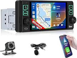 Automobilinis radijo imtuvas "Bluetooth" 1 DIN su belaidžiu "Carplay" ir "Android" automobilinis radijo imtuvas su 5,1 colio ekranu, "Bluetooth", "Mirror Link", palaiko FM/RDS, EQ, USB, C tipo, USB įkrovimą, fizinius mygtukus