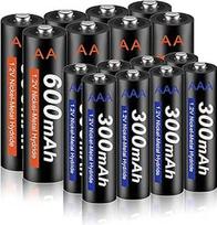 CITYORK Saulės baterija AA 600 mAh + AAA 300 mAh 1,2 V NI-MH įkraunama saulės baterija, skirta saulės žibintams, saulės lempoms, sodo žibintams, saulės takų žibintams, lauko LED saulės žibintams, žadintuvams, žaislams (pakuotė)