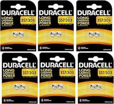 DURACELL 6 lizdai 2 mygtukiniai elementai Sidabro oksido elektronikos 357/303/SR44 mygtukiniai elementai