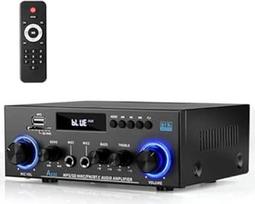 HiFi stiprintuvas, mini "Bluetooth" stereofoninis garso stiprintuvas imtuvas 12V/220V 800W 2 kanalų galios stiprintuvas Garso stiprintuvas su FM radiju, SD/USB kortelės įvestis, skirtas namams ar automobiliui