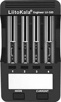 LiitoKala Lii-500 18650 baterijų įkroviklis, AA baterijų įkroviklis su skystųjų kristalų ekranu, 12V2A adapteris, palaikantis USB išvestį, skirtas 14500 21700 ličio jonų AA AAA NI-MH NI-CD, 4 lizdai
