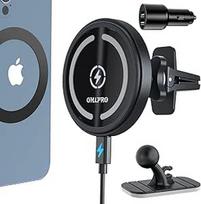 Magnetinis belaidis mobiliojo telefono laikiklis įkroviklis, suderinamas su "MagSafe" automobilio laikikliu, belaidis automobilinis įkroviklis, 360° pasukamas 36 W įkroviklis 14/13/12 serijos telefonams, kurį galima įstatyti į prietaisų skydelį