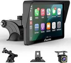 Nešiojamasis "Carplay" ekranas, "Carpuride V3R Wireless Airplay" ir "Android" automobilis, 7 colių 1080P HD jutiklinis ekranas su realia 720P galinio vaizdo kamera/BT 5.0/Mirror Link/USB atkūrimas/Triukšmo mažinimo lustas AUX