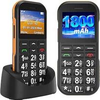 Senjorų mobilusis telefonas be sutarties, GSM dviejų SIM kortelių mygtukinis mobilusis telefonas Senjorų telefonas su dideliais mygtukais, 1800 mAh baterija, USB-C, įkrovimo stotelė, pensininkų senjorų mobilusis telefonas su SOS mygtuku
