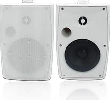 STUDIOFINIX 6,5 colio lauko garsiakalbiai (400 W), laidiniai, atsparūs vandeniui, pasyvūs, su galingais žemais dažniais, sieniniai garsiakalbiai terasai, sodui, baseinui, namams (pora, balti)