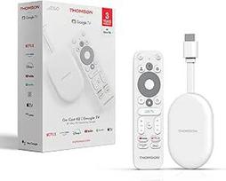 THOMSON Go Cast 152, "Google TV", 4K UHD, transliacijos raktas, valdymas balsu, "Google Cast", "Dolby Atmos", "Dolby Digital Plus", "Wi Fi", kelių kištukų maitinimo šaltinis, 2GB RAM, 32GB atmintis