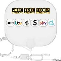 Vietinių kanalų vidaus TV antena - 4K HD sustiprinta skaitmeninė HDTV antena su signalo stiprintuvu - 360° ilgio priėmimo antena visų tipų televizoriams