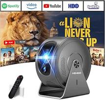 [Integruota programėlė] Mini projektorius palaiko 4K 1080P 2026, automatinis projektoriaus fokusavimas ir geometrijos korekcija, 360° kampu besisukantis projektorius su "WiFi 6" ir "Bluetooth 5.4", HDMI/TV Stick/USB/ - Pilka