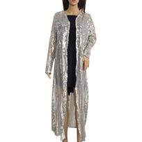 Lily Lady Sexy Sequin Perspective Ilgomis rankovėmis Maxi?Suknelė kardiganas XXL juoda