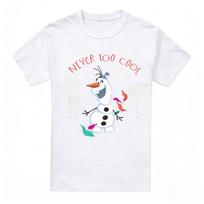 25/26 Summer Disney Frozen Olaf Never Too Cool T-Shirt Pure Cotton Men's Women's Same Style Leisure T-shirt Parent-child Outfit S