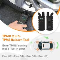 TPMS persimokymo įrankis su skaitmeniniu padangų slėgio matuokliu 150 PSI 2-in-1 TPMS One Size juoda