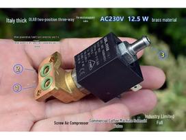 OLAB 2 padėčių 3 krypties AC230V solenoidinis vožtuvas sraigtiniams oro kompresoriams ir komercinėms kavos mašinoms