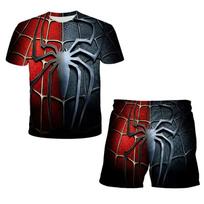 Žmogus-voras Korėjietiški vaikiški drabužiai berniukui Grafinis T-shirt 3D spausdinimas Kūdikių mergaitės drabužiai Berniukų vaikų rinkinys Šeimos derantys drabužiai 100 juoda