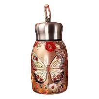 Povas Raštas Vakuuminis Puodelis Nerūdijančio Plieno Vintažinis Gėlė Terminis Vandens Butelis 300ml Dvisluoksnė Izoliacija Stiklinis Arbatinukas su Sandariu Dangteliu 300ML B