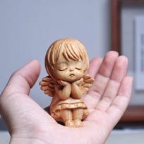 Wooden Angel Figurine Cute Heart-Shaped Wooden Home Decor Indoor Outdoor Statue Ornament Ideal for Christmas Gift Multiple Sizes Available 1Pcs