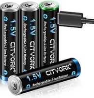 "CITYORK" ličio jonų įkraunamos baterijos AAA, 1,5 V AAA įkraunamos baterijos, 1200 mWh su USB įkrovimu (4 vnt.)
