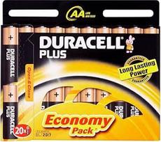 "Duracell Plus" šarminės baterijos AA LR6 1,5 V, 20 vnt.