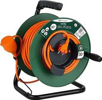 "Electraline" sodo kabelio ritė 30 m kištuko ir europinio 2 kontaktų kabelio skerspjūvis 2 x 1,5 mm2 oranžinė žalia 49236