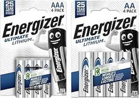 "Energizer" 4 x AA "Ultimate Lithium" baterijos ir AAA "Ultimate Lithium" baterijos