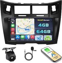 "Hikity Android 15 4+64G" automobilinis radijas "Toyota Yaris/Vitz" 2005-2011 m. su 9 colių jutikliniu ekranu, automobilinis radijas 2DIN su belaidžiu "Carplay Android Car", FM/RDS radijas BT GPS WiFi atbulinės eigos kamera + mikrofonas