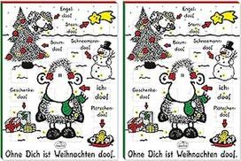 "Sheepworld" advento kalendorius su motyvu "Ohne Dich ist Weihnachten doof" | 26 cm x 35 cm, šokoladinis advento kalendorius, 75 g, pripildytas šokolado, kalendorius vaikams, juokingas dizainas, 51126