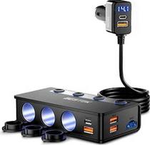 9 in 1 BESTEK 180 W cigarečių žiebtuvėlio skirstytuvas, automobilinis įkroviklis su 65 W PD ir 4 prievadų QC3.0 automobiliniu įkrovikliu USB C cigarečių žiebtuvėlio adapteriu USB su LED apšvietimu iPhone Dash Cam iPad GPS