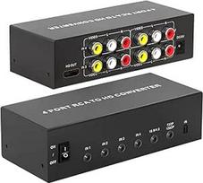 AV-zu-HDMI-Konverter mit 4 Anschlüssen, 1080P, passend für RCA/Composite/CVBS zu HDMI-Konverter-Adapter, unterstützt 16:9/4:3 Switch, kompatibel mit Wii N64, PS1, PS2, PS3, VHS, VCR,