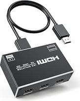 BolAAAZUL HDMI skirstytuvas 1 įėjimas ir 3 išėjimai su kabeliu ir maitinimo adapteriu, 4K 30Hz HDMI išvesties skirstytuvas 1x3 dubliavimo/veidrodinis ekranas 3 monitoriams, palaiko 1080P @ 60Hz, 3D, HDR, skirtas PS5 HDTV projektoriui