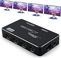 HDMI 1x4 skirstytuvas 4K@60Hz su EDID automatine sinchronizacija ir HDCP 2.2, skirtas "PS5/Xbox" - stabilus signalas, nepertraukiamas atkūrimas 4 monitoriuose