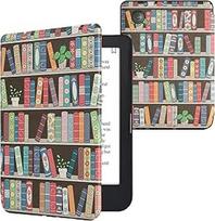 kwmobile Flip Case Compatible with Kobo Clara 2E / Tolino Shine 4 Case - eReader Case - knygų dėklas su augalais Blue Green Pink