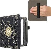 kwmobile Flip Case Compatible with Pocketbook Era/Era Colour - Front Compartment Hand Strap - Taro kortos Tamsiai mėlyna, geltona, juoda