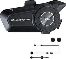 Motociklininko šalmas, "Bluetooth" motociklininko šalmas, Y50 ausinės motociklininko šalmams vienam asmeniui Belaidis 5.3 vandeniui atsparus IPX6 triukšmo slopinimo motociklininko ausinės Garso įrodymas Nykštys